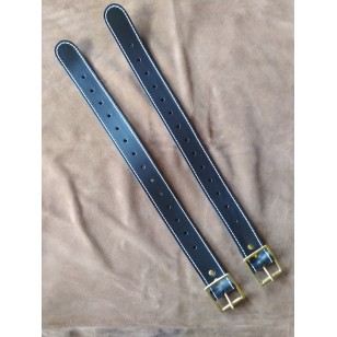 Straps - 1.5" Wide Classic Sports Car Rack 22" Extension Straps  in BLACK Leather (PAIR OF STRAPS)